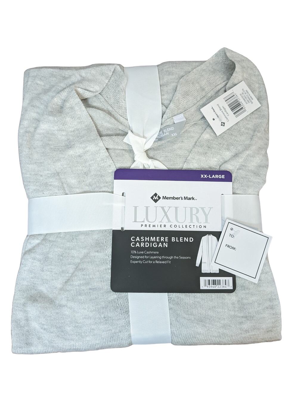 Member's Mark Cashmere Blend Cardigan XXL Gray Lightweight Layering Open Front